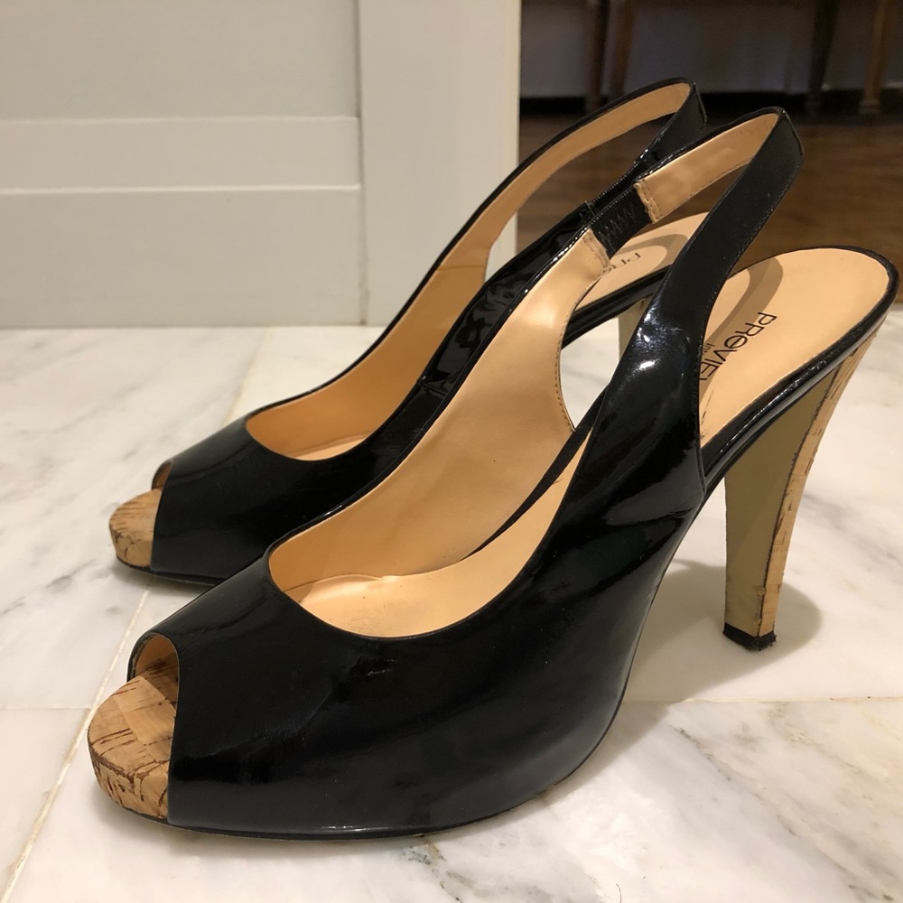 Patent leather sling back shoes